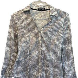 Women's Gray Patterned Button-Up Shirt